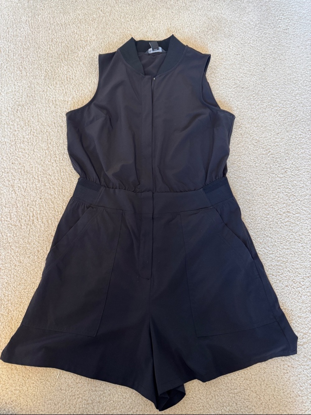 Athleta Black Sleeveless Zip-Front Romper - Picture 3 of 4